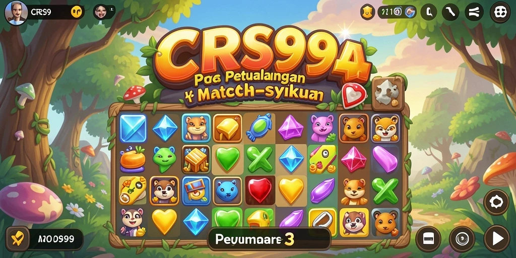 Tampilan gameplay Match-3 yang penuh warna.
