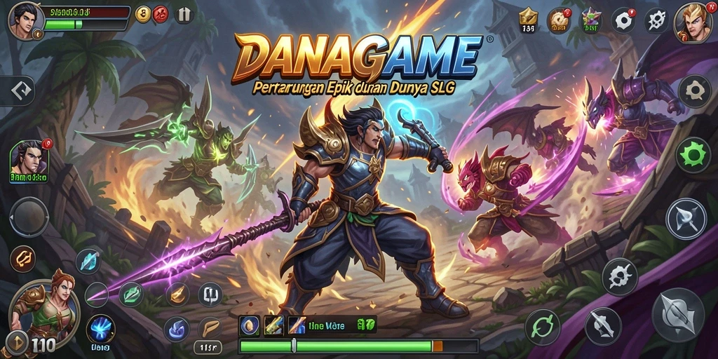 Screenshot utama menunjukkan aksi seru gameplay SLG.