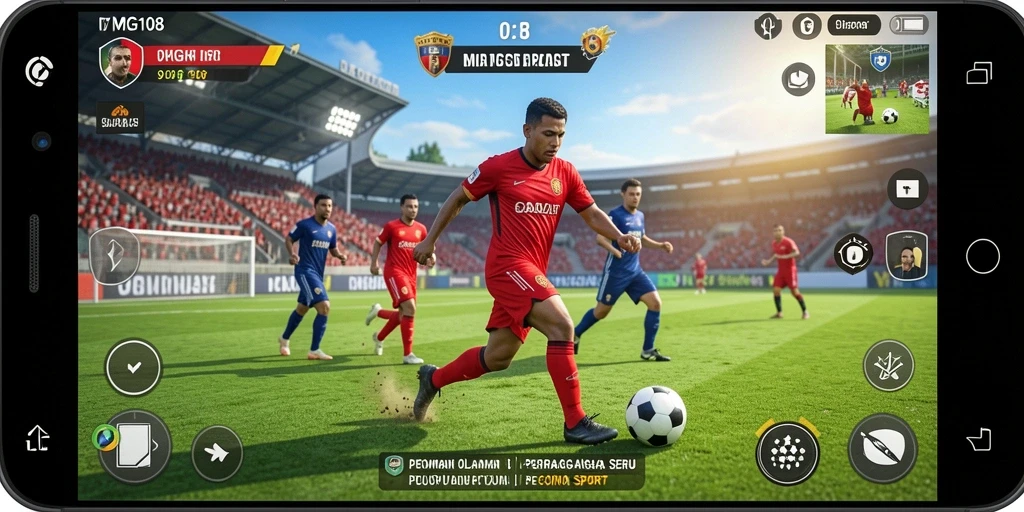 Screenshot utama MG108 menampilkan gameplay olahraga yang dinamis.