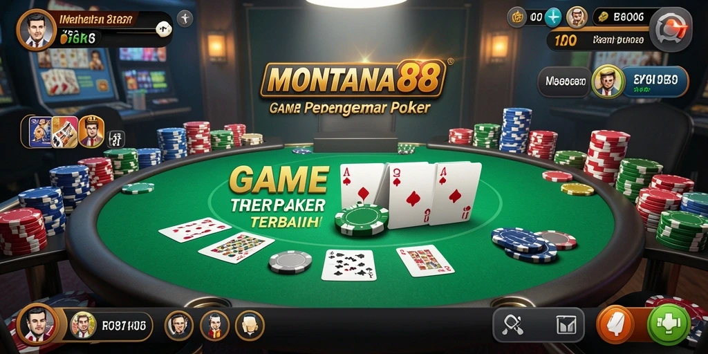 Tampilan gameplay MONTANA88 dengan suasana poker yang seru.