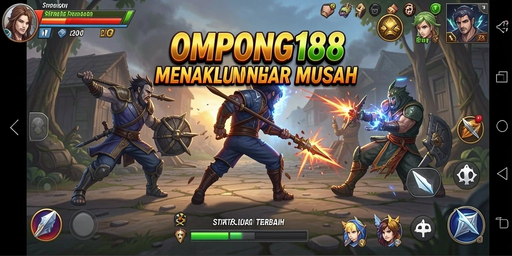 Screenshot gameplay OMPONG188 menampilkan pertempuran strategi yang intens.