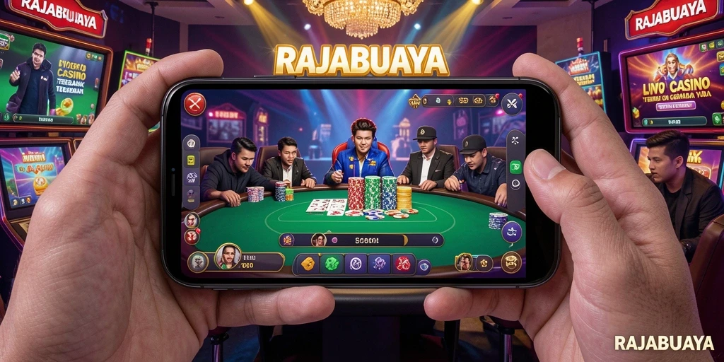 Tampilan seru gameplay Live Casino RAJABUAYA dengan dealer langsung.
