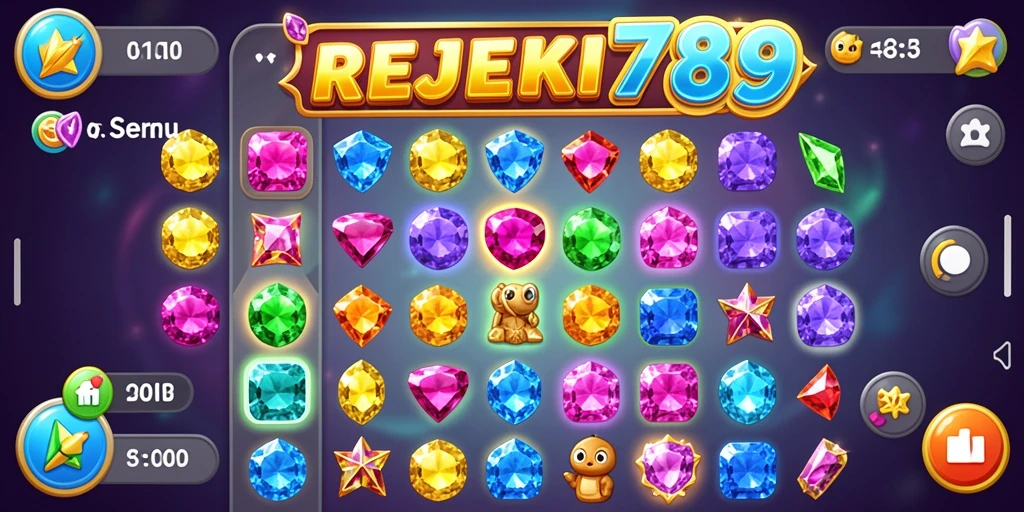 Tampilan gameplay seru dari REJEKI789 saat menyusun permata.