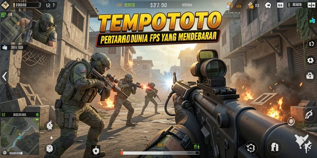 Screenshot TEMPOTOTO menunjukkan aksi seru dalam pertempuran FPS.
